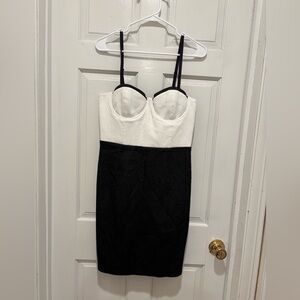 Alice + Olivia Black and White Strapless Dress